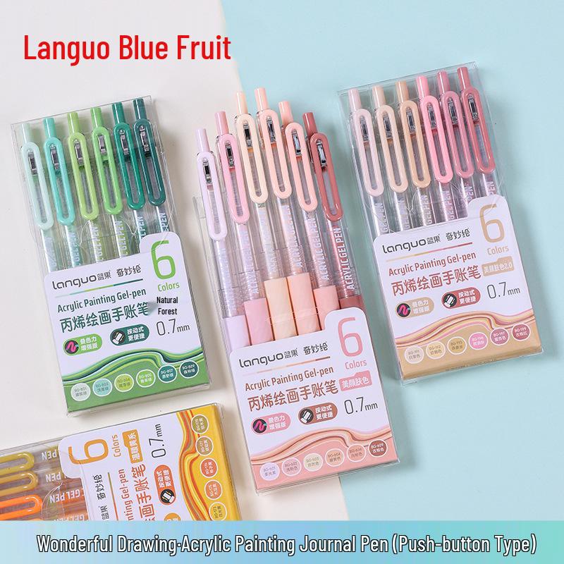 90-Color Blue Fruit Acrylic Paint Pen, 0.7mm Large Capacity Hand-Press Student Journal Marker