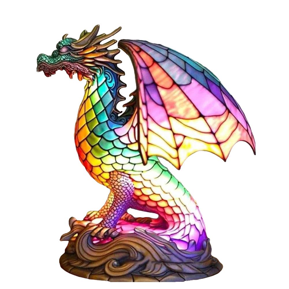 Animal Table Lamp Creative Stained Resin Glass Animal Sculpture Night Light For Living Room Bedroom Home Decoration