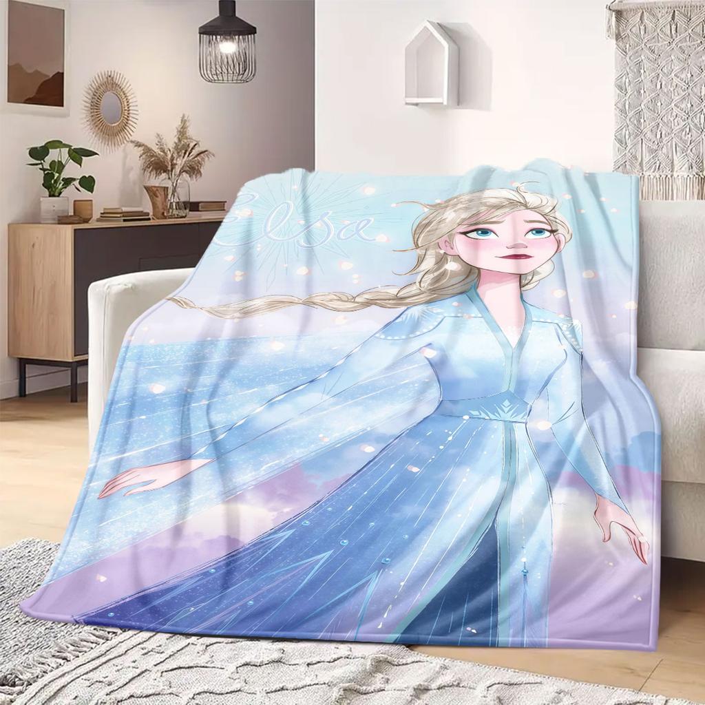 Frozen Cartoon Print Flannel Blanket for Bedrooms Chairs Picnics Travel Sofas Beds Home Decor Extra Large Gift for Kids