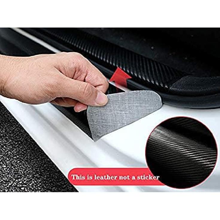 Duoles 4Pcs Door Sill Protector Reflective 4D Carbon Fiber Leather Sticker Door Entry Guard Stickers Scuff Plate Stickers for Ford Escape