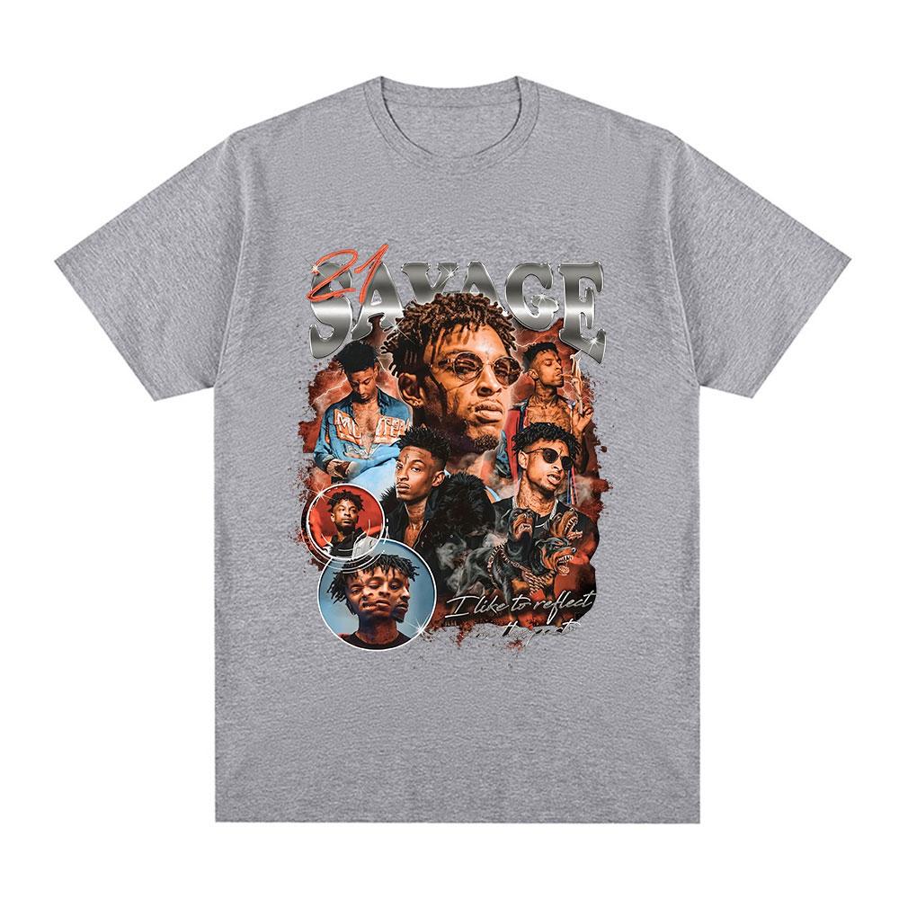 Rapper 21 Savage Grafik T-Shirt Unisex Damen Vintage Hip Hop T-Shirt Baumwolle Lässig Locker Übergröße Kurzarm T-Shirts Geschenk für Fans