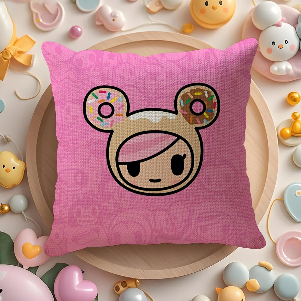 Japan Tokidoki Creative Cushion Cover Linen Organic Fabric Double-Sided Printing Breathable Pillow Case Sofa Home Decor Gift