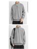 Men's American Style Half-Zip Stand Collar Knit Sweatshirt - Solid Color Casual Jacket for Spring and Autumn