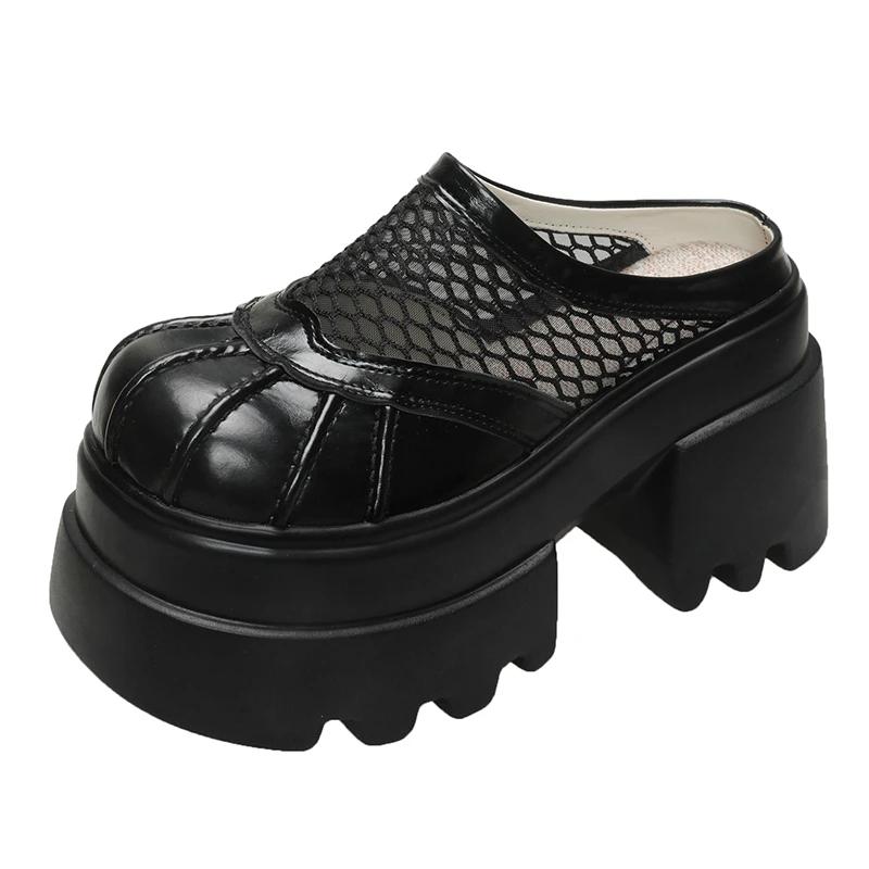 

Мода 10СМ Модный бренд Туфли на высоком каблуке Пляжные шлепанцы Массивные сандалии Дизайнерские женские туфли на платформе Летние новые туфли-лодочки Женские сандалии 34 чёрный