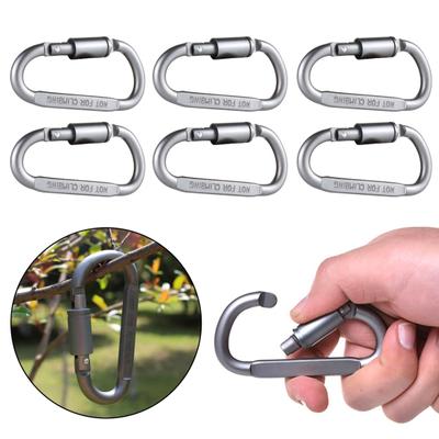 6Pcs Locking Karabiner D Ring Schlüssel Clip Frühling Snap Haken Latch Haken