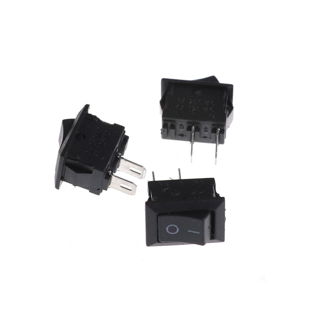 10Pcs 10*15Mm Small Black Rocker Switch Kcd1-11 250Vac/3A 6A 125V Ac 2P Switches