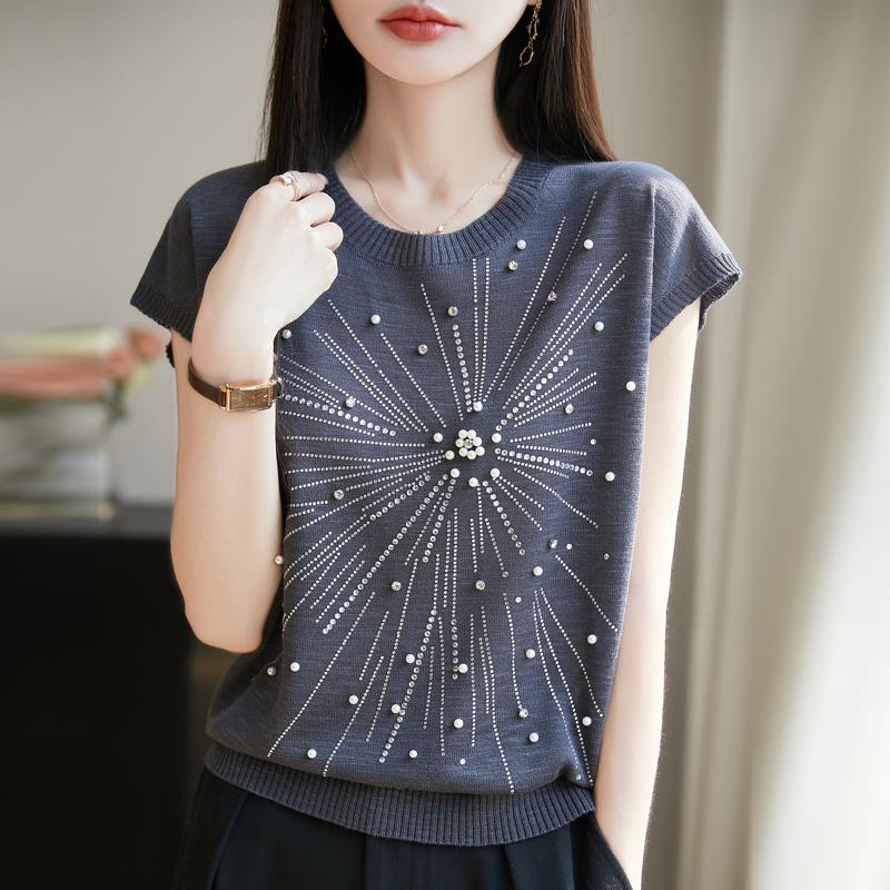 Women Knit T-shirt MODERN NEW SAGA Summer Knitted Shirt Short Sleeve Tees O-neck Pullover Knit Tops