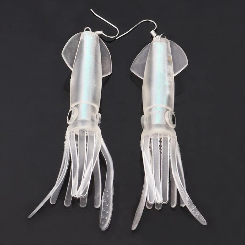 Squid Drop Earrings for Women Giant Jelly Bionic Soft Lure Marine Animal Earring Fishing Lovers Gifts
