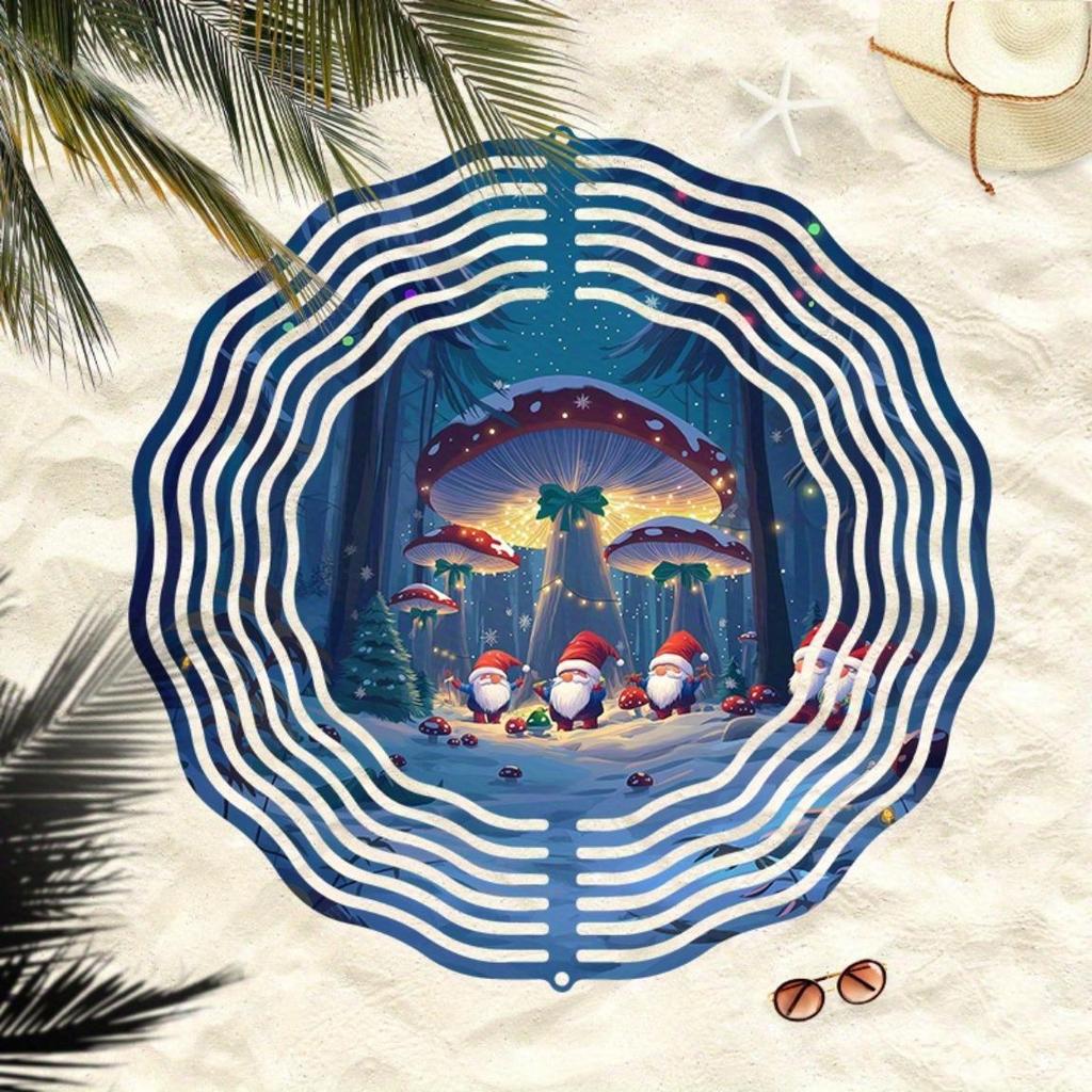 Festive Santa Workshop Wind Chime Outdoor Christmas Decor Metal Winter Forest Design with Snow Trees and Elves for Yard Balcony Garden