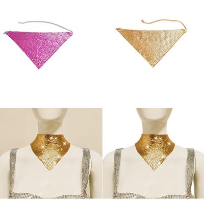 Shinning Sequins Triangle Scarf for Prom Party Lightweight Triangle Collar for Ladies Wedding Model Show Supplies