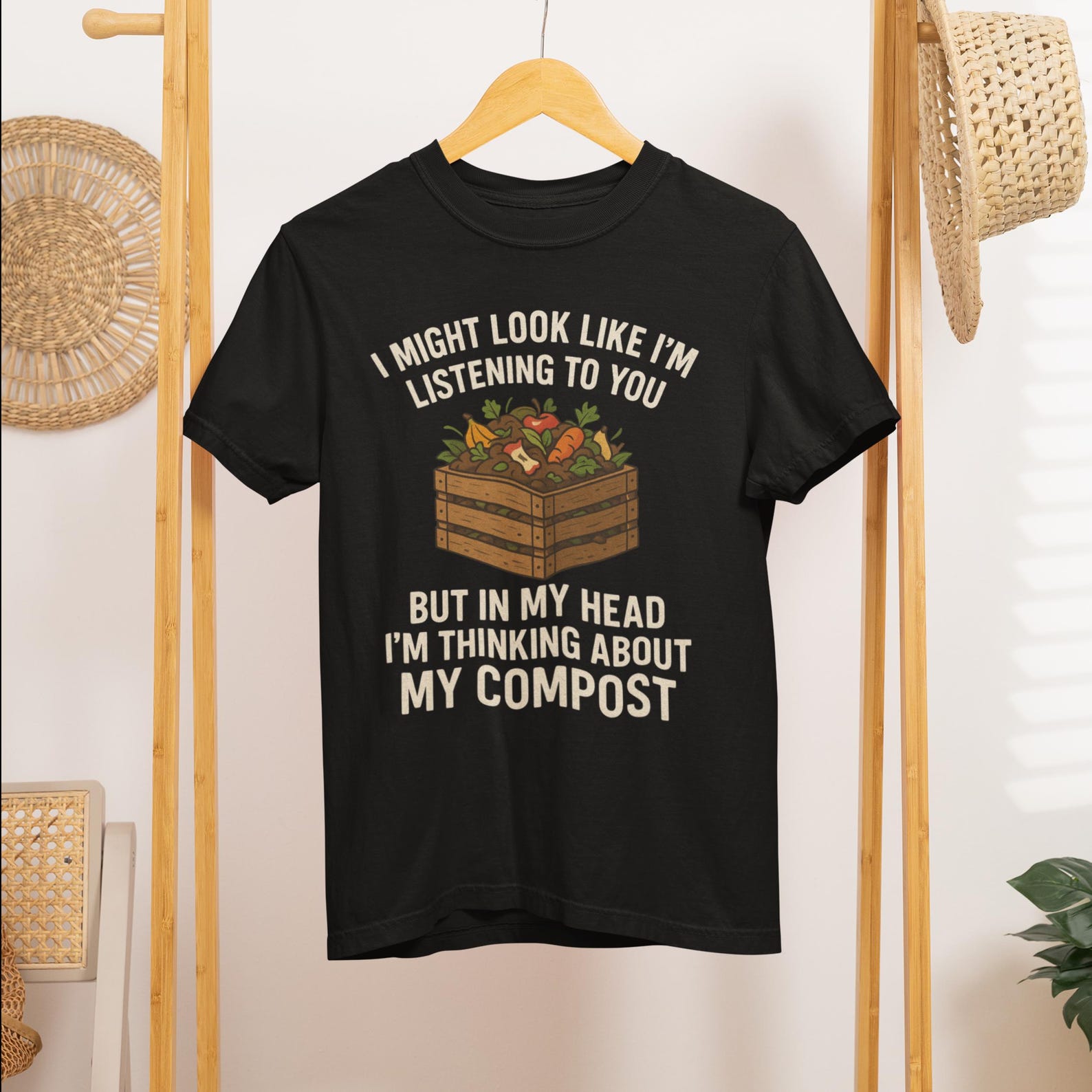 Compost Lover Shirt | Funny Gardening Tee | Comfort Colors 1717 | Listening but Thinking About Compost 2XL