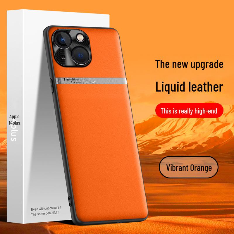 Apple 14plus Liquid Leather Phone Case: Anti-Fall & Anti-Fouling Protective Cover, One-Piece Design