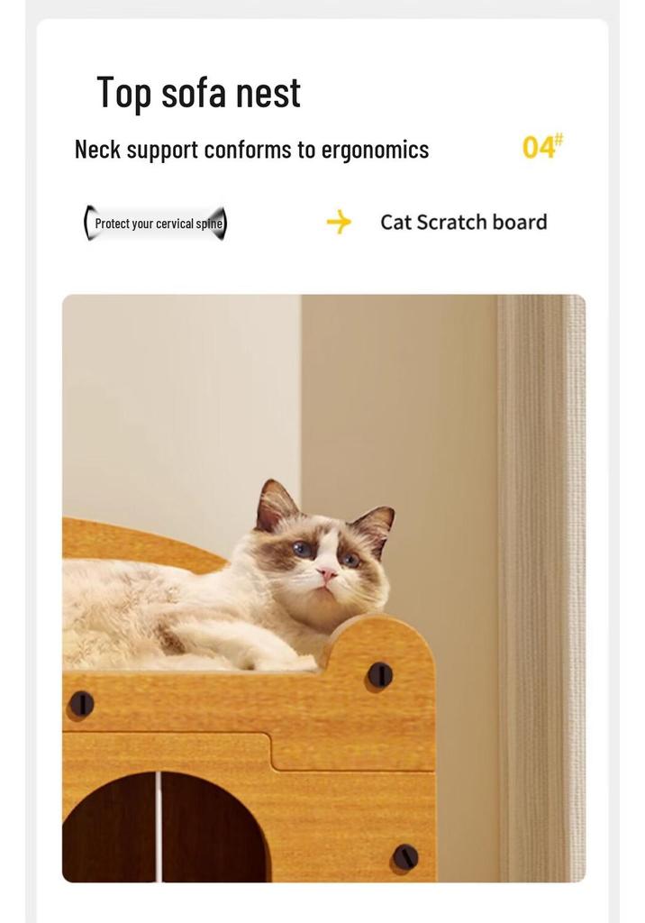 Scratch-Resistant Cat House with Integrated Scratching Board