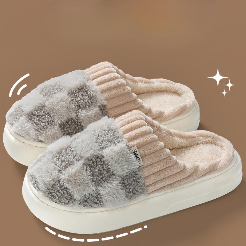 Thick-soled Shoes, Slippers, Women's Shoes, Indoor Simple, Warm and Anti-slip Cotton Slippers