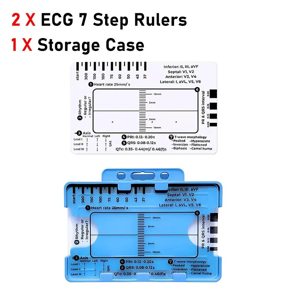 Transparent Ecg 7Step Ruler Portable Help Explain Ecg Pocket Caliper Ecg/Ekg Plastic Ruler Ekg Interpretation Ruler Measure Tool