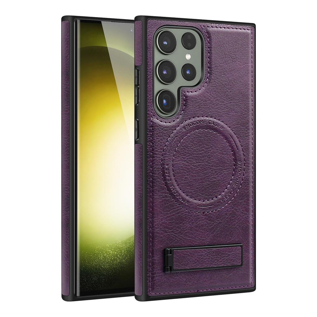 Suitable for Samsung S24 Ultra Mobile Phone Case S23Plus Bracket S22 Magnetic Magsafe Leather Case