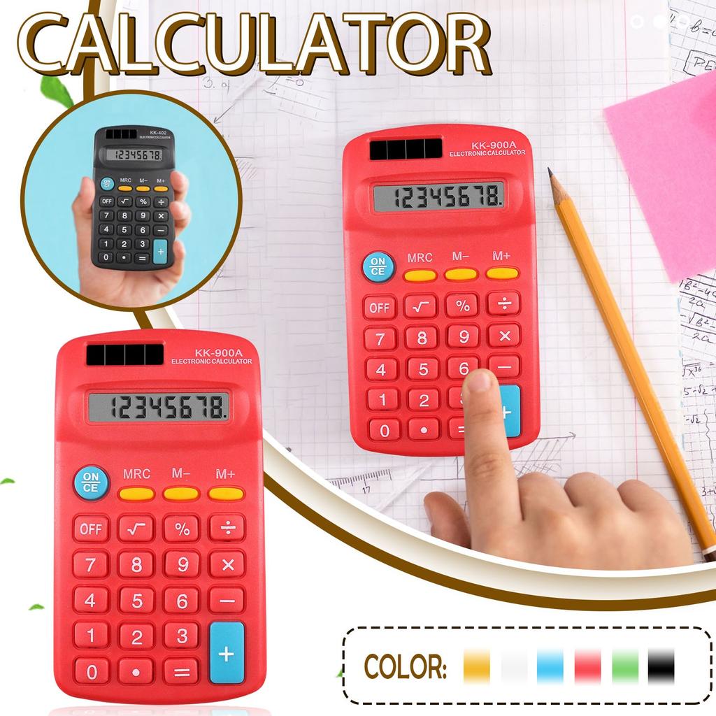 Portable Color Calculator Office Supplies Basic Standard Calculator With 8 Digit Display Battery Solar Smart Calculator