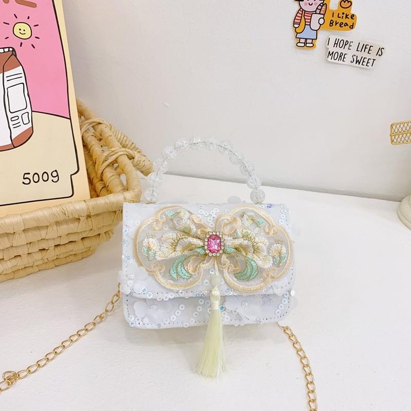 Frozen Bow Girl Messenger Bag Wind Chain Beaded Portable Tassel Shoulder Bag