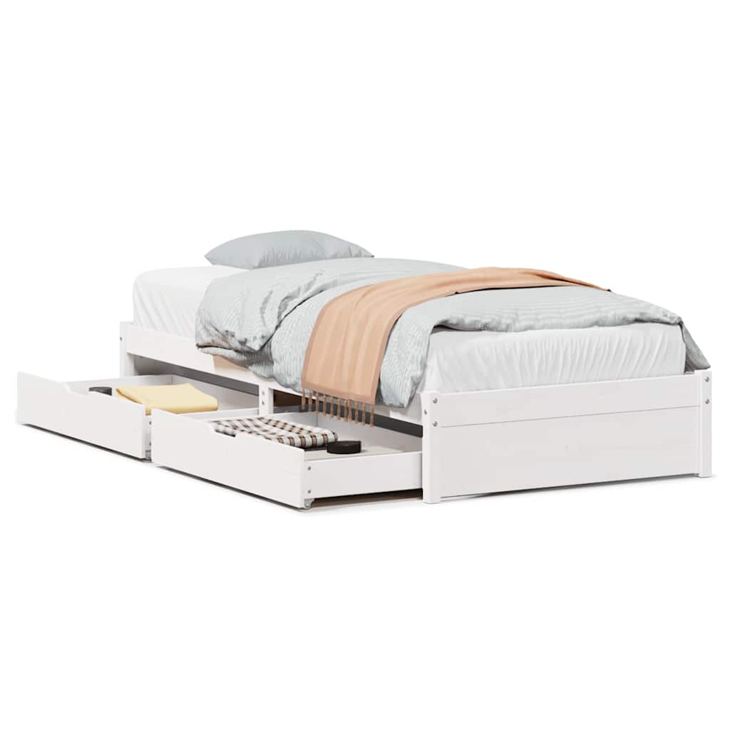 Solid Wood Bed without Mattress White 75x190 cm Pine Wood