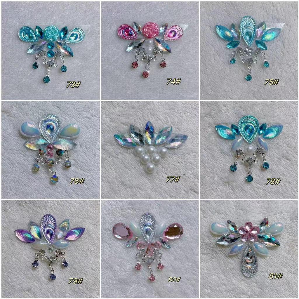 Self-Adhesive Children's Colorful Eyebrow Stickers for Stage Performance and Princess Makeup with Ancient Costume Style Tassels.