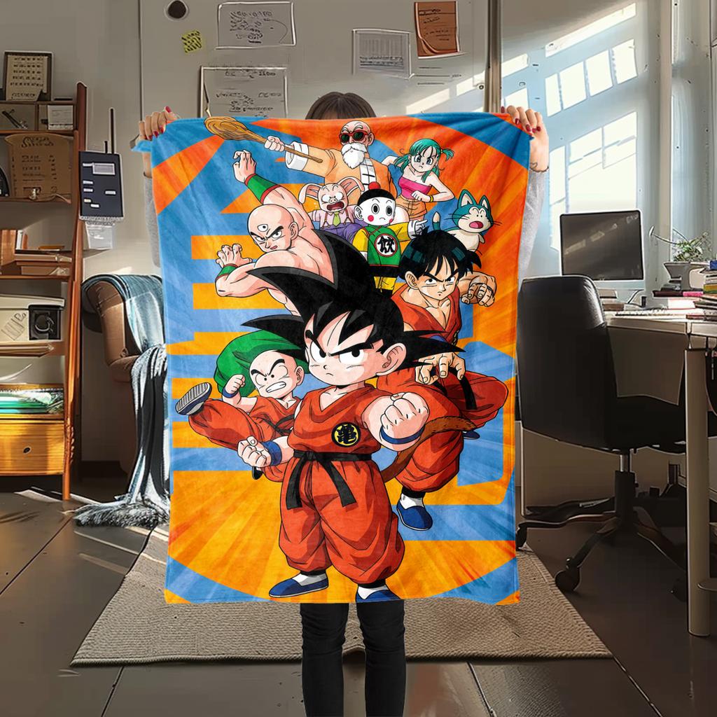 1PC Son Goku  Print Flannel Blanket, High quality All Seasons, Home Decor, Warmth and Comfort, Perfect for Christmas Gifts
