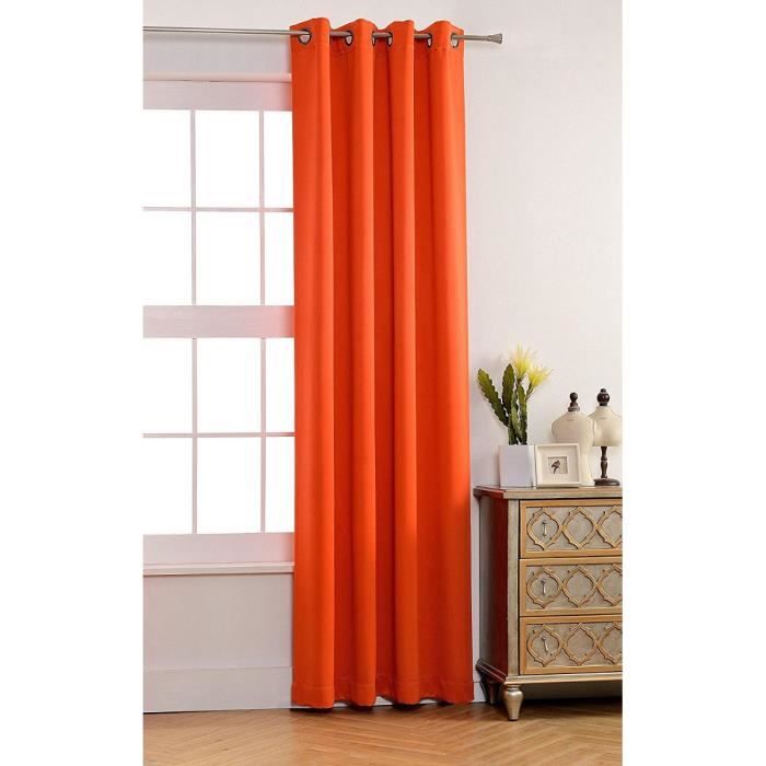 Rideaux occultants - Orange - 140x260 cm - 100% Polyester - Œillets