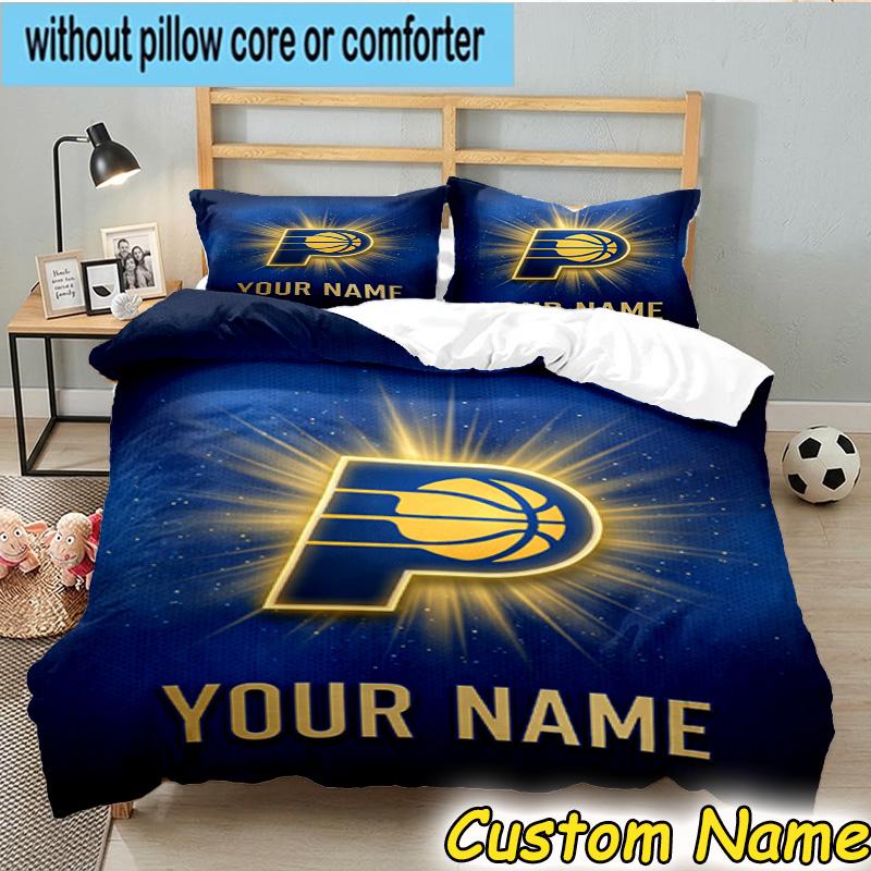 3pcs Custom Name Pacers Basketball Team  Bedding Set Includes 1 Duvet Cover & 2 Pillowcases for All Seasons Dormitory Home Decor Christmas gifts