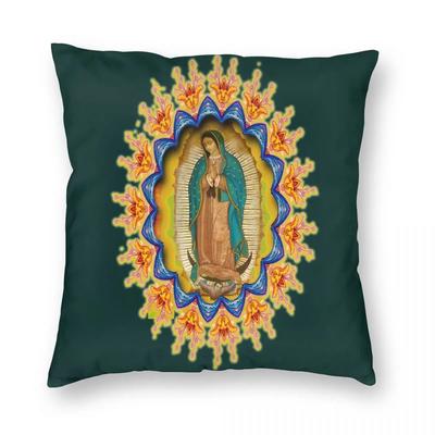 Unsere Liebe Frau von Guadalupe Jungfrau Maria Kissenbezug Druck Polyester Kissenbezug Dekoration Kissenbezug Zuhause Quadrat