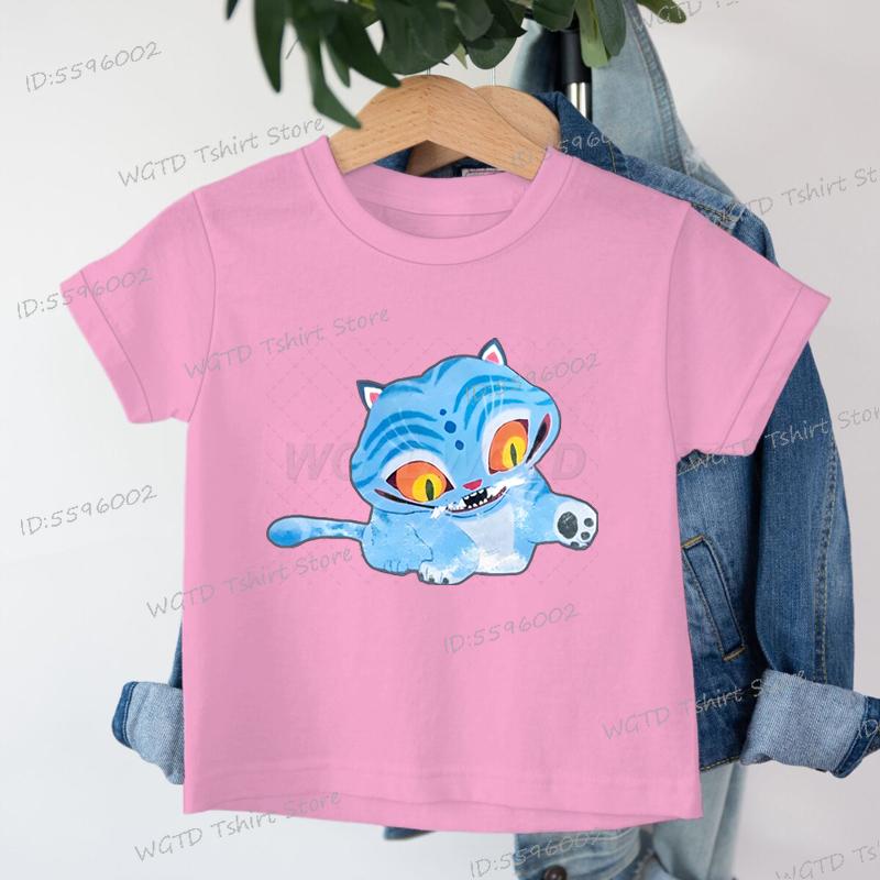 KPop Demon Hunters Tiger T-shirts New Cartoon Print Kids Tee Soft Cotton Baby Girls Boys T Shirt Cute Tiger Print Child Clothing