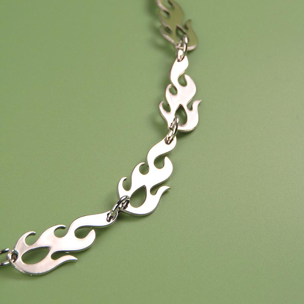 Silver Waist Women Chain With Fire Embellishments Streetwear Punk Waist Jewelry