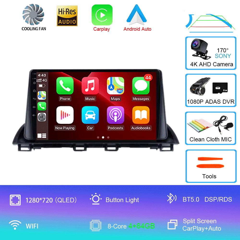 Car Radio Android 14 Carplay For Mazda 3 Axela 2013 2014 2015 2016 2017 2018 Navigation GPS Multimedia Player WiFi+4G Stereo BT