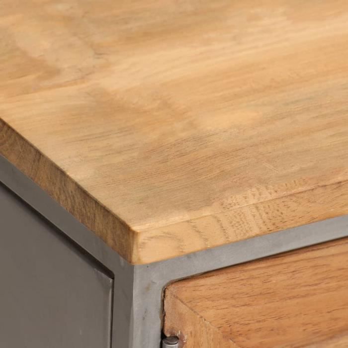 VidaXL Meuble TV Teck recyclé et acier 120 x 30 x 40 cm