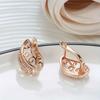 Elegant Exquisite Synthetic Zirconia Teardrop-shaped Hollow Hoop Earrings Women  Hand Carved Golden Plated Jewelry Crafts