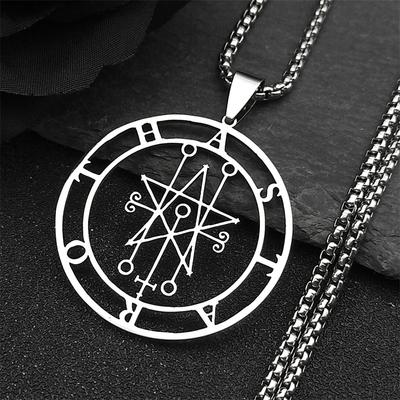 Astaroth Sigil Goetia Collier en Acier Inoxydable Sceau du Démon de Salomon Sigil de Satan patch satanique PIN Bijoux collier femme N7156S03