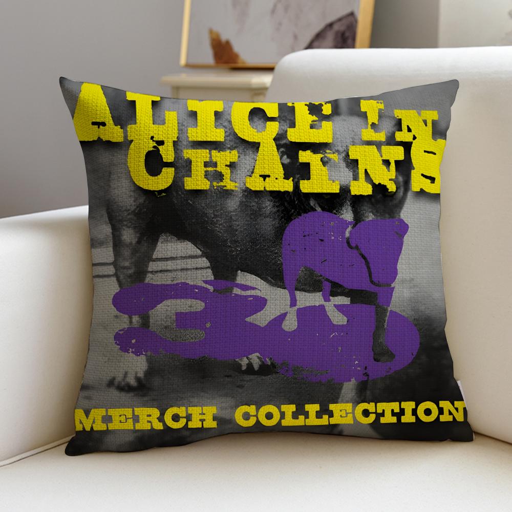 Grunge AAlice In ChainsS Cushion Cover Breathable and Skinfriendly Linen Pillowcase Square Removable and Washable Cushion