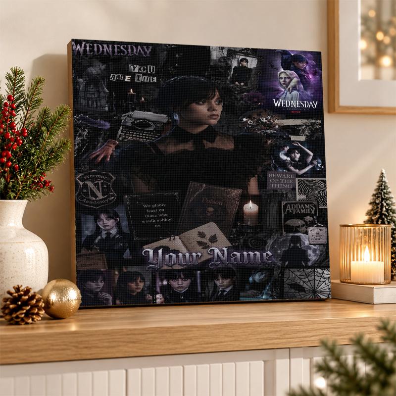 Wednesday Addams Custom Name Text 5D Diamond Painting Kit DIY Full Drill Diamond Art Decoration