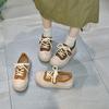 thick-soled white shoes women's autumn lace-up color matching single shoes comfortable letter board shoes