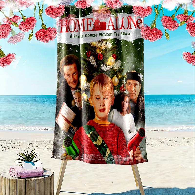 Home Alone Christmas Print Beach Towel, Large Soft Quick Dry Towel for Beach Camping Swimming