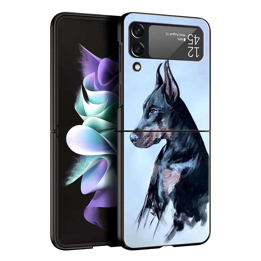 Doberman Dog Hard PC Phone Case For Samsung Galaxy Z Flip 7 6 5 4 Black Cover For Galaxy Z Flip 3 Foldable Fundas Shell Capa Bag
