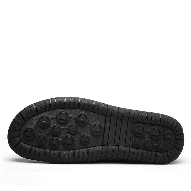 Pánské Ležérní Patchwork Kůže Nazouvací boty na zip s dělenou kulatou špičkou Módní Protiskluzové Šití Podešev Loafer