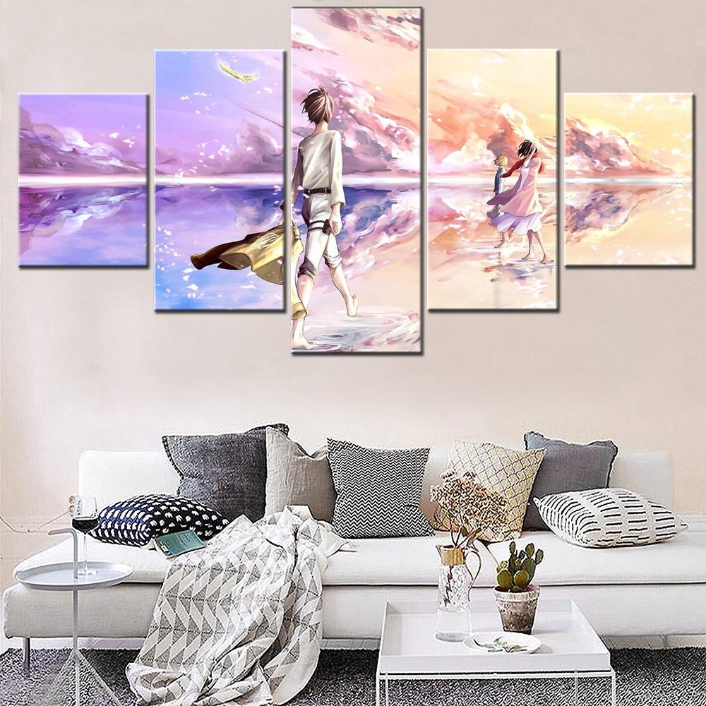 

5 Pieces Canvas Wall Arts Poster Painting Animation Attack On Titan Wallpaper Picture Print Home Decor For Living Room Artwork 20x35 20x45 20x55cm