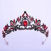 DIEZI Elegant Korean AB Pink Red Crystal Tiara Crown Women Girls Party Wedding Princess Rhinestone Bridal Crown Hair Jewelry