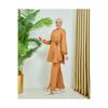 Women's Double Breasted Collar Belted Hijab Crepe Suit