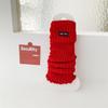 Japanese Christmas Knee Socks Y2k Bow Knitted Leg Socks Sweet New Year Red Socks  For Girl