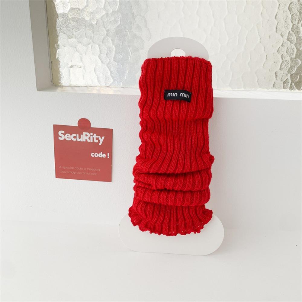 Japanese Christmas Knee Socks Y2k Bow Knitted Leg Socks Sweet New Year Red Socks  For Girl