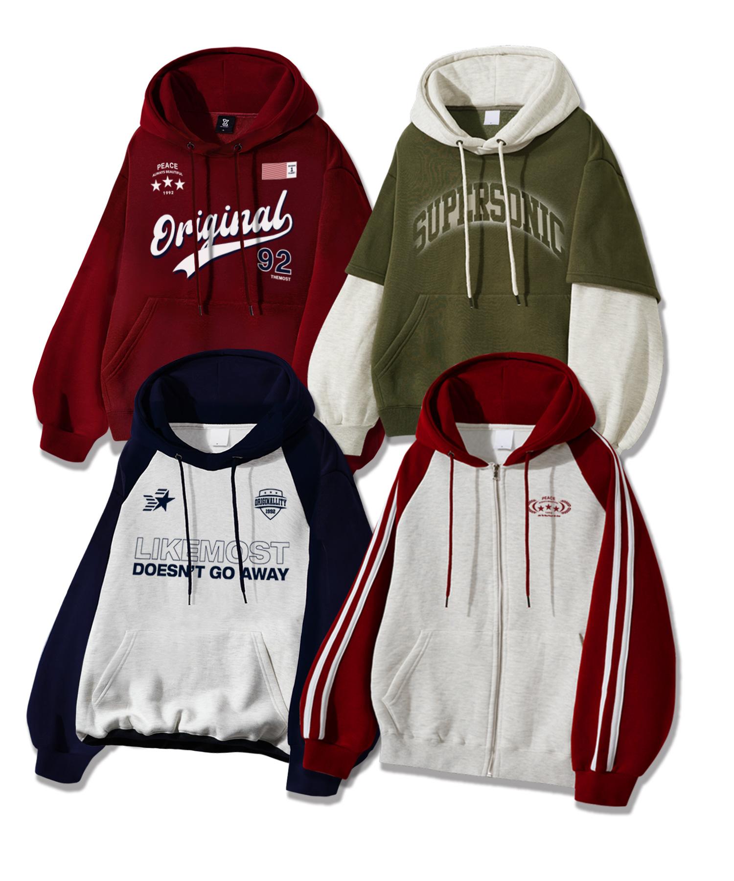 Like The Most Hoodie & Raglan Hoodie & Taping Zip-Up (Select 1) 01 Original Melange/L