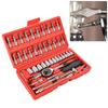 46pcs Car Repair Tool Set Featuring 1/4 Inch Socket Ratchet Torque Wrench and Multi-Purpose Tools Kit for Auto Maintenance