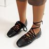 Fashion Outdoor Elegant Lightweight Lace Up Shoes Women Casual Ankle Strap Comfortable Square Toe Flats Loafers 2024 Shoes for Women
