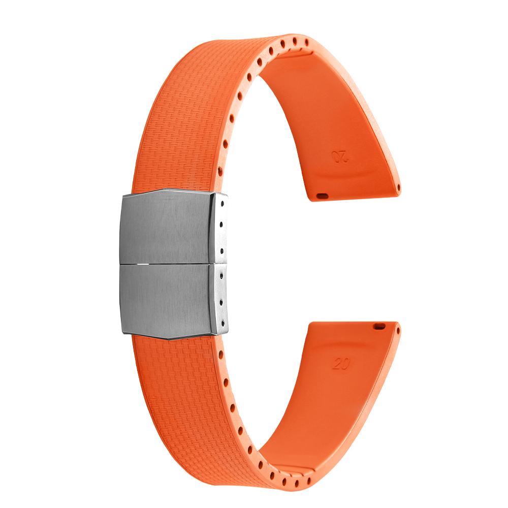 20mm Delugs CTS FKM Gummi Uhrenarmbänder mit 4 Farben Schmetterlingsschließe Einzigartige Textur Schnellverschluss Uhrenarmband für Markenuhr