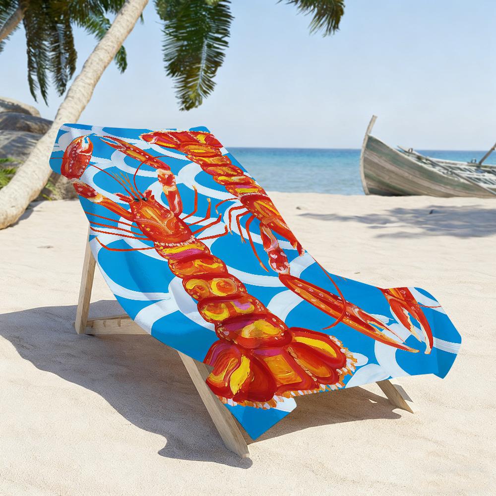 Art Colorful Lobster Ocean Towel Sports Quick Dry Travel Camping Gear Sandproof Soft Light Large Beach Towel